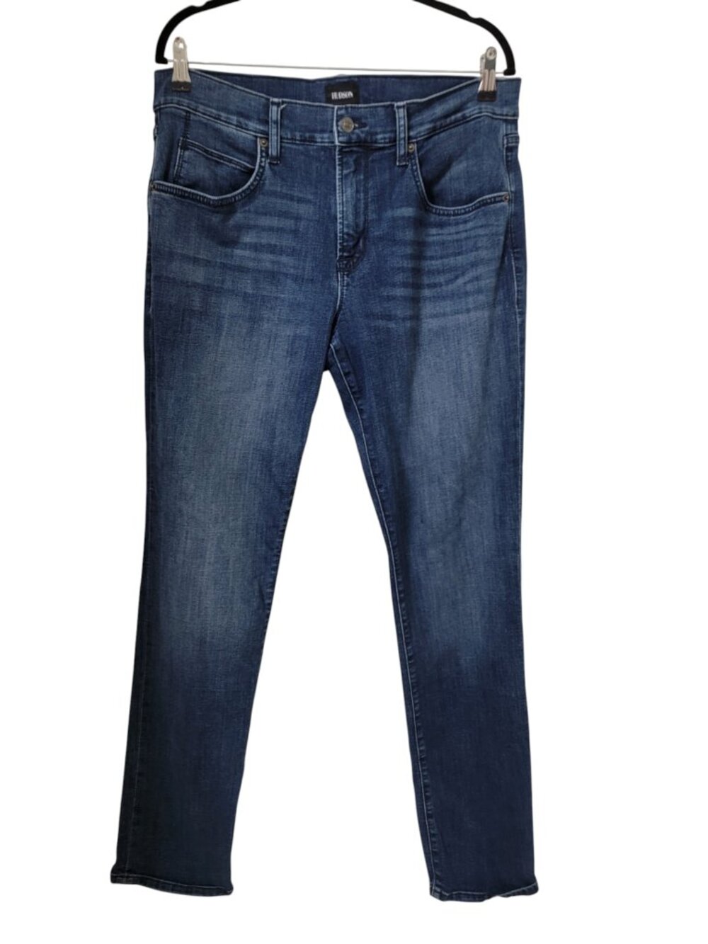Hudson Size 34 Black Slim Straight Denim Blue Jeans, Medium Wash